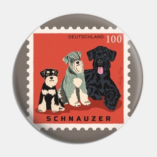 Schnauzer Dogs Postage Stamp Pin