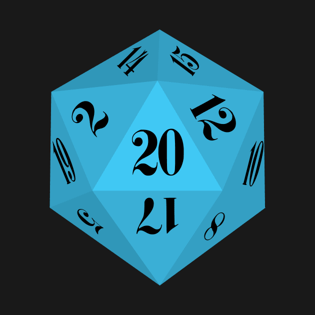 Blue 20-Sided Dice Design by GorsskyVlogs