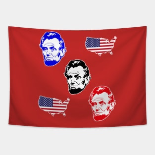 Abe Lincoln Face American Flag Tapestry