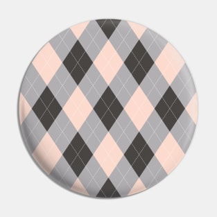 Preppy Pink And Gray Argyle Pin