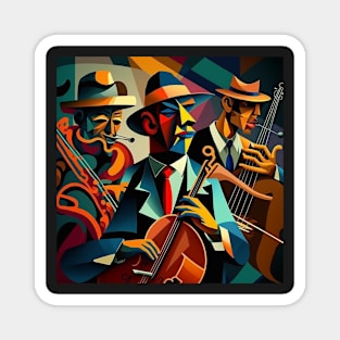 Abstract Art - men playing JAZZ Magnet