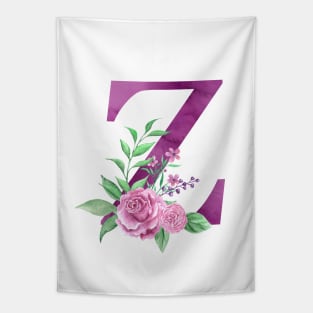 Floral Monogram Z Beautiful Rose Bouquet Tapestry