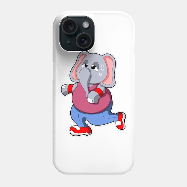 Elephant at Fitness - Jogging with Sweatband Phone Case by Markus Schnabel