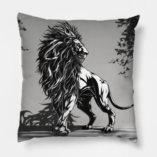 Lion Shadow Silhouette Anime Style Collection No. 195 Pillow