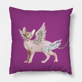 Valentines Day Sphynx Cat Cupid Pillow