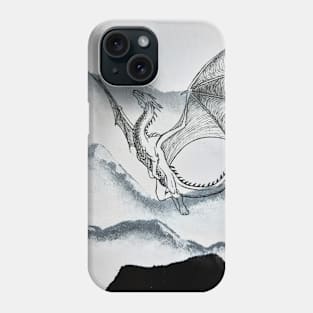 Flying dragon over hills Phone Case