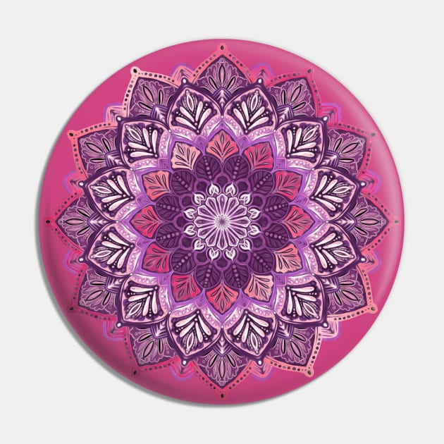 Boho Mandala in Deep Purple and Pink Pin by micklyn