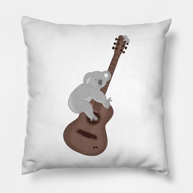 koala loves guitar Pillow by asillustrator