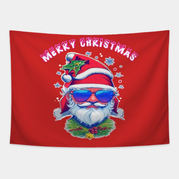 cute Santa Claus in sunglasses Tapestry by sukhendu.12