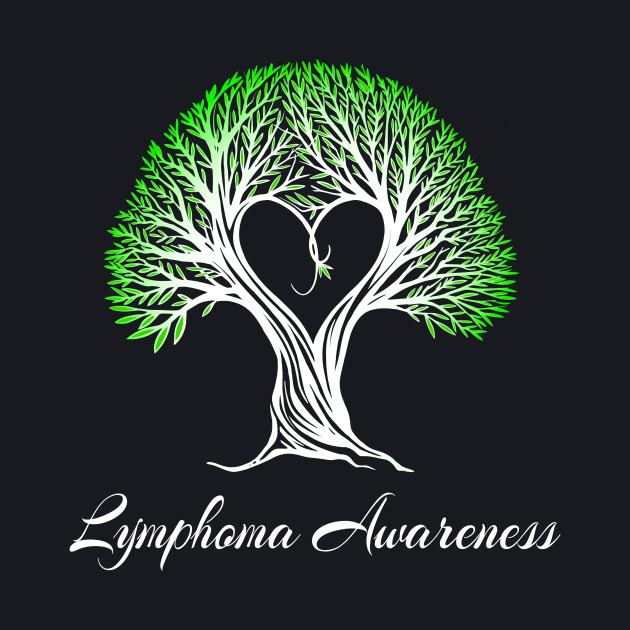 Lymphoma Awareness Green Ribbon Tree With Heart - Lymphoma ...