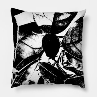 Black and White Grapefruit Leaf Design Pillow