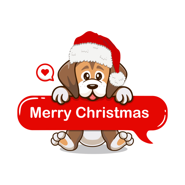 Merry Christmas Cute Dog by Qprinty