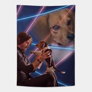 John Wick And Daisy Lasers 80s Yearbook Montage Tapestry