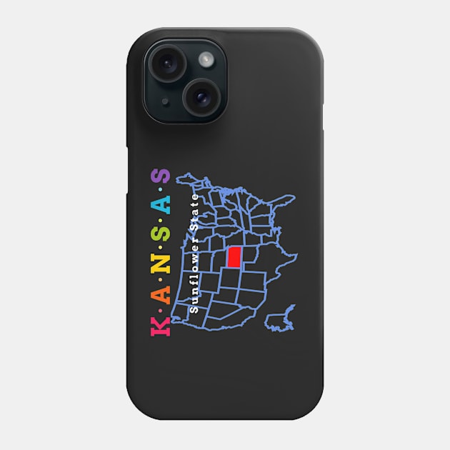 Kansas, USA. Sunflower State - With Map Phone Case by Koolstudio