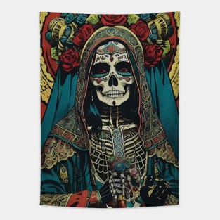 Retro Santa Muerte Tapestry