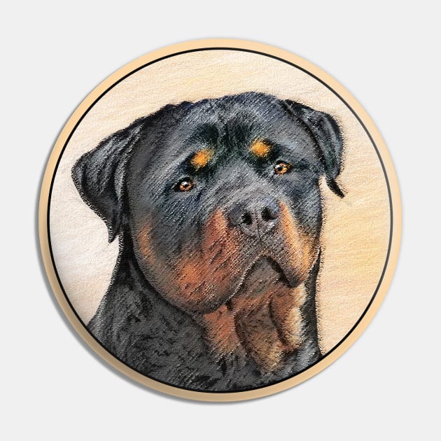 Rottweiler Painting - Cute Original Dog Art Pin by Alpen Designs