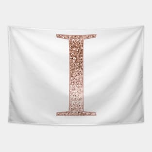 I rose gold glitter monogram letter Tapestry