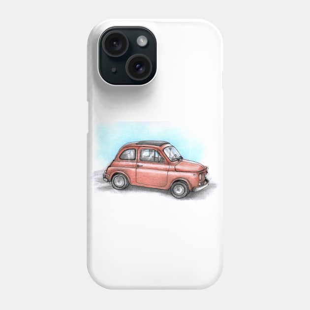 Red Car drawing sketch Phone Case by manisketcher