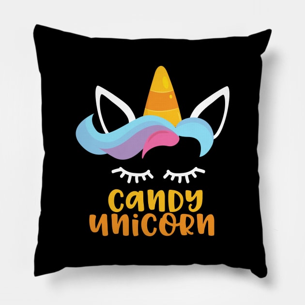 Candy Unicorn Halloween Pillow by thingsandthings