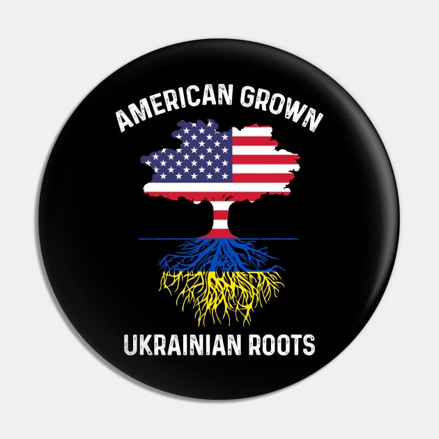 American Grown Ukrainian Roots Stand with Ukraine Pin by Scar