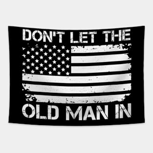 Retro Don't let the old man in vintage American Flag Tapestry