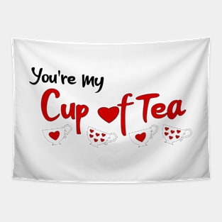 Valentines you're my cup of tea hearts and teacups Tapestry