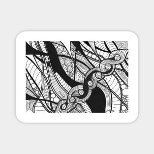 Abstract modern illustration black and white Magnet