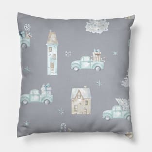 Trendy Pastel Xmas Pattern Winter Snow Christmas Pillow