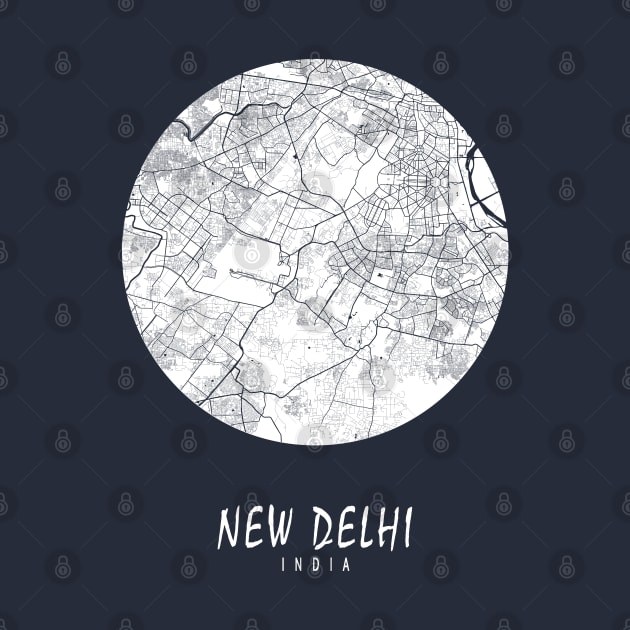 New Delhi, India City Map - Full Moon by deMAP Studio