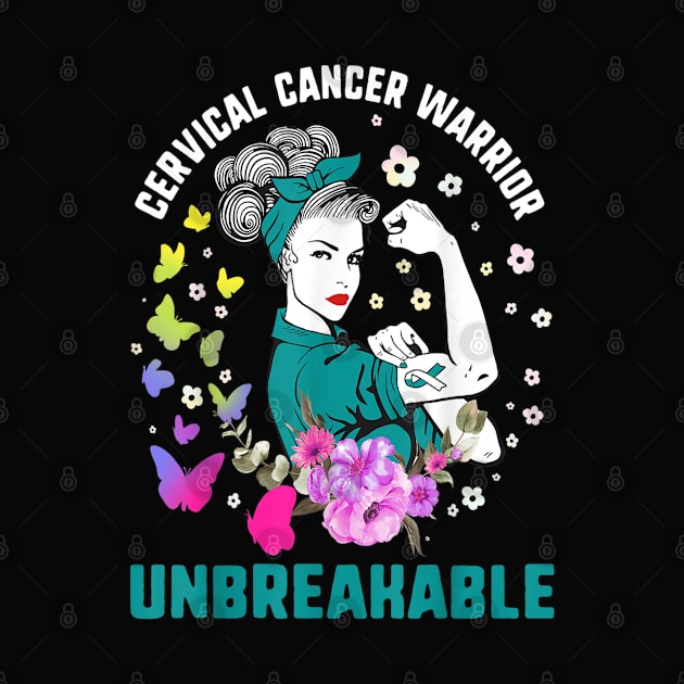 Style Cancer Cervical Cancer Awareness Warrior Teal Ribbon Strong Woman by designathome