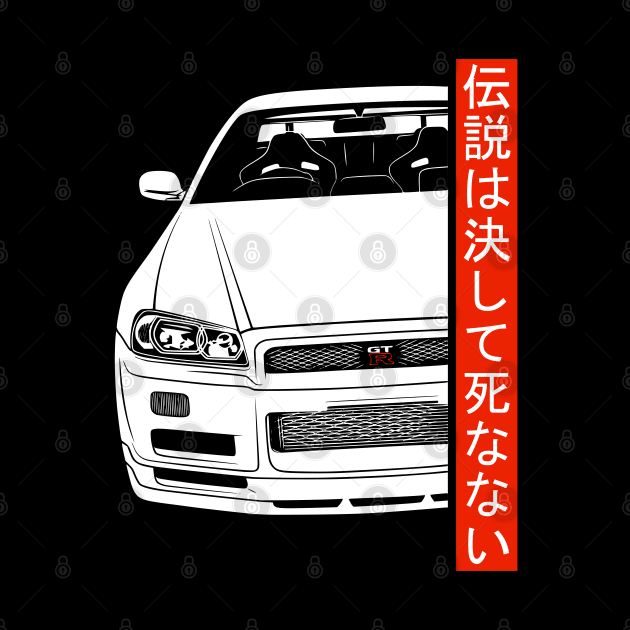 R34 GTR Skyline JDM Tuning Car by Automotive Apparel & Accessoires