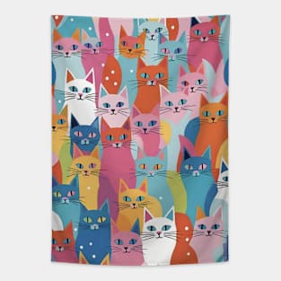 Rainbow Whisker Symphony: A Kaleidoscope of Colorful Cat Patterns Tapestry