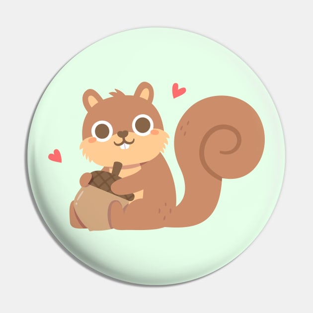 Cute Squirrel With Acorn Pin by rustydoodle