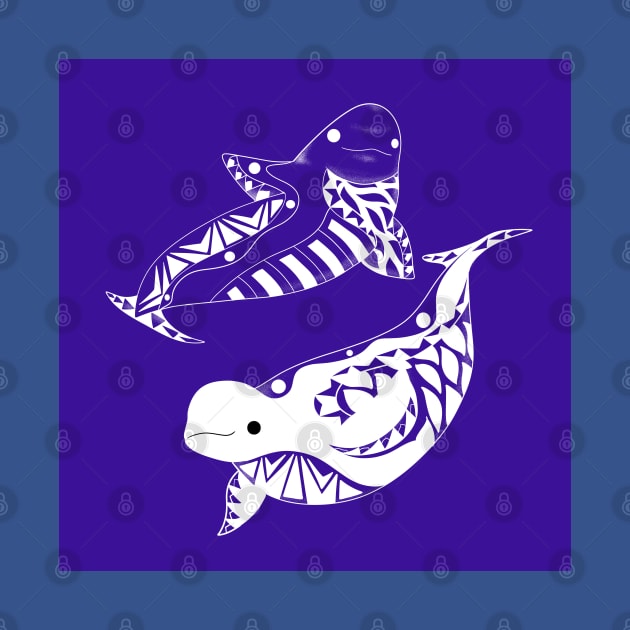 purple kawaii beluga whales in twin pattern ecopop by jorge_lebeau