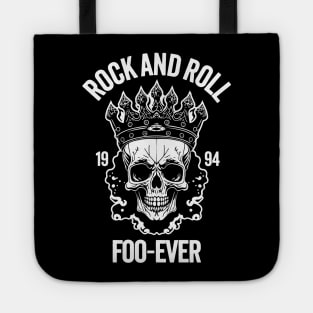 Rock and Roll Foo-Ever: Vintage Skull Wearing A Crown Tote