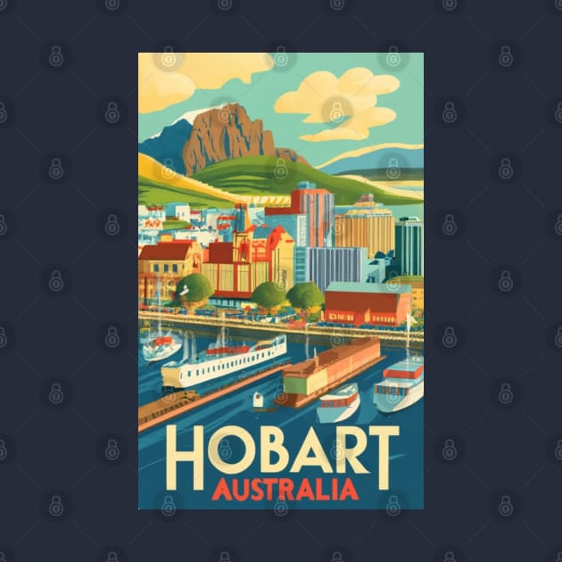 A Vintage Travel Art of Hobart - Australia by goodoldvintage