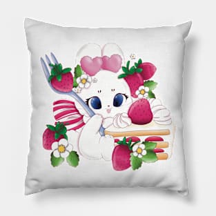 Strawberries addicted bunny Pillow