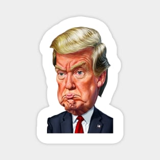 Cartoon of Donald Trump Pouting Magnet