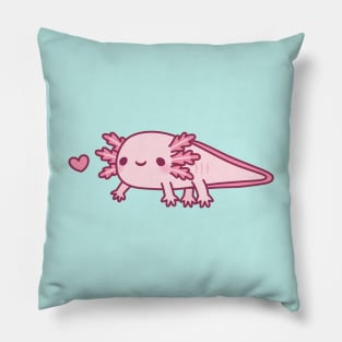 Cute Little Pink Axolotl Doodle Pillow