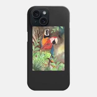 Parrot Couple with tropical leaves Phone Case