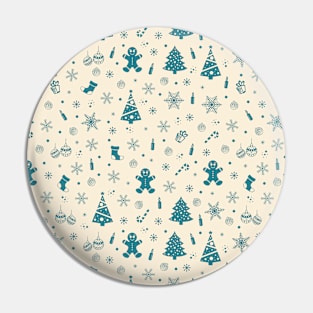 Blue And White Magical Christmas Pattern Pin