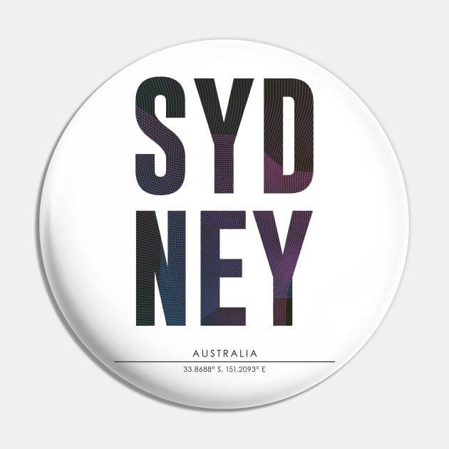 Sydney city typography Pin by StudioGrafiikka