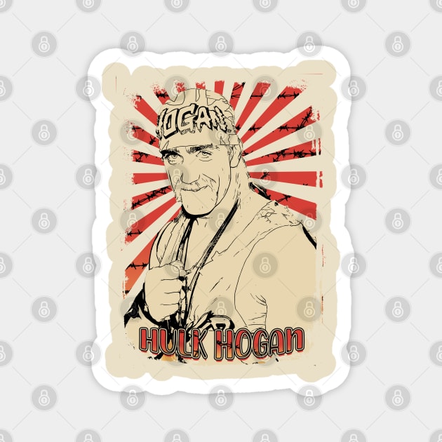 Hulk Hogan 90s Retro Vintage Aesthetic Magnet by Ihkwan Art