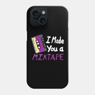 I Made You A Mixtape. From Me To You. Cassette Mix Tape with White and Purple Letters (Black Background) Phone Case