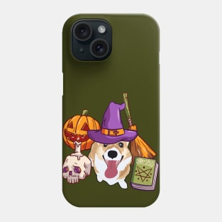 Halloween Corgi Witch - Broom Phone Case