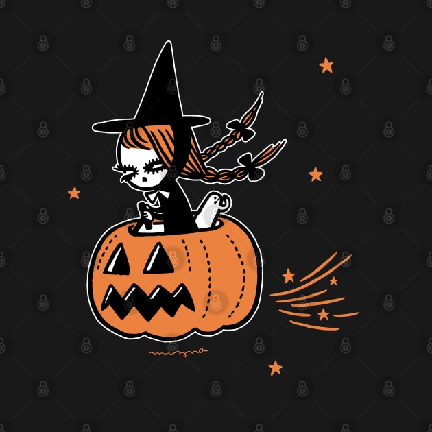 The Pumpkin Riding Witch by MiznaWada