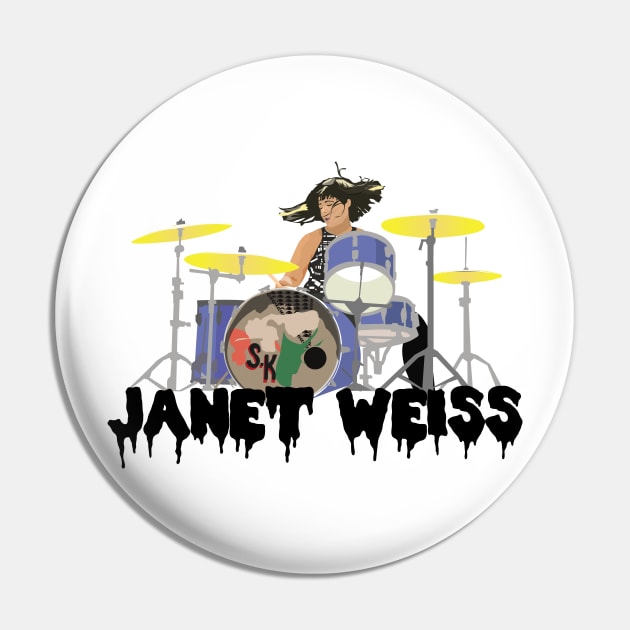 Janet weiss Drummer Amazing Pin by Luckythelab