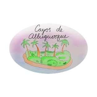 Cayos de Albuquerque watercolor Island travel, beach, sea and palm trees. Holidays and vacation, summer and relaxation T-Shirt