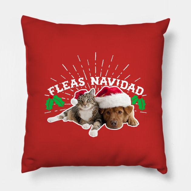 Fleas Navidad Christmas Pets Pillow by Rebus28