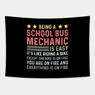 Funny School Bus Mechanic Technician Tapestry